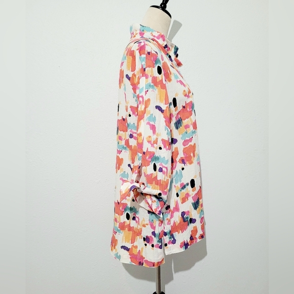 John Mark Women's Colorful Abstract Tunic Blouse 3/4 Sleeve Size Medium - Picture 3 of 13